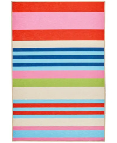 Dash And Albert Rugs By Annie Selke Beach Stripe Machine Washable Da2163 6'x9' Area Rug In Multi
