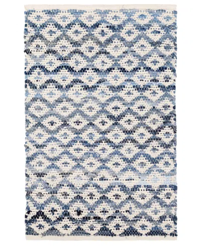 Dash And Albert Rugs By Annie Selke Denim Rag Diamond Da789 2'6''x8' Runner Area Rug In White