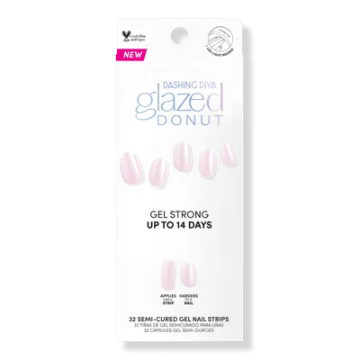 Dashing Diva Glazed Donut Semi Cured Gel Nail Strips - Strawberry In Red