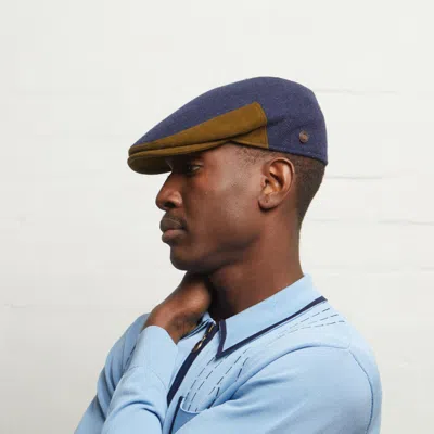 Dasmarca Hats Blue Troy Tweed Wool Cap For Men - Navy