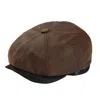 Dasmarca Hats Brown Oliver Rust Leather Bakerboy Newsboy Peaky Cap For Men