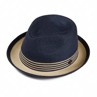 Dasmarca Hats Dasmarca Jordan Navy Blue Lightweight Trilby Two Tone Summer Packable Hat For Men