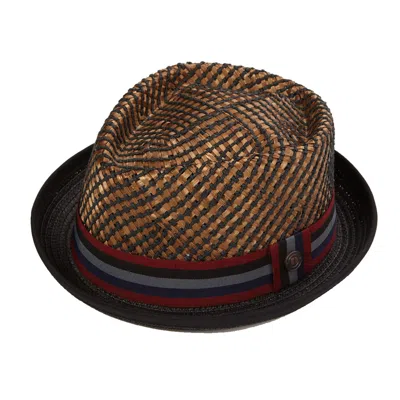Dasmarca Hats Dasmarca Nico Short Brim Two Tone Porkpie Summer Straw Hat For Men - Bronze Brown