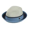 Dasmarca Hats Dasmarca Verona Aqua Blue Lightweight Summer Two Tone Straw Fedora Hat For Men And Women In Blue