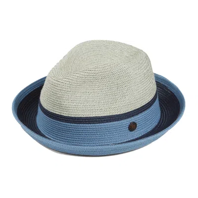Dasmarca Hats Dasmarca Verona Aqua Blue Lightweight Summer Two Tone Straw Fedora Hat For Men And Women