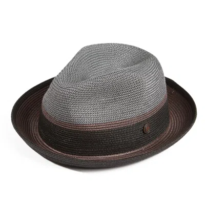 Dasmarca Hats Dasmarca Verona Grey Lightweight Summer Two Tone Straw Fedora Hat For Men And Women