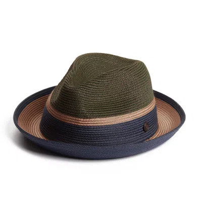 Dasmarca Hats Dasmarca Verona Summer Two Tone Straw Fedora Moss Green Hat For Men And Women In Gray