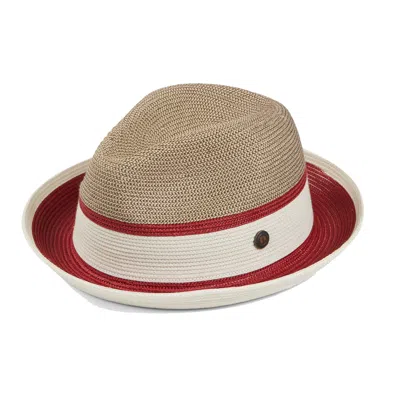 Dasmarca Hats Dasmarca Verona Vino Red Summer Two Tone Straw Fedora Hat For Men And Women
