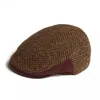 Dasmarca Hats Drake Tweed Herringbone Italian Virgin Wool Cap For Men - Chocolate In Brown