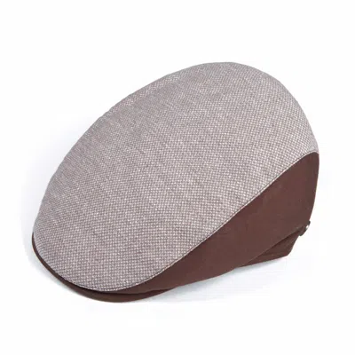 Dasmarca Hats Ian Brown Linen Cotton Summer Italian Flat Cap For Men
