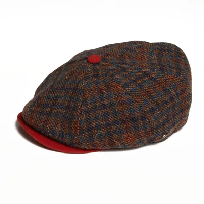 Dasmarca Hats Men's Archie Terra Red Tweed Italian Bakerboy Eight Piece Cap