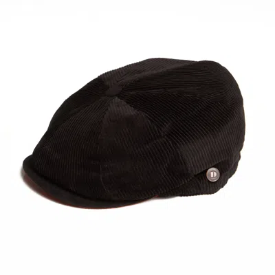 Dasmarca Hats Men's Arlo Black Corduroy Bakerboy Cap