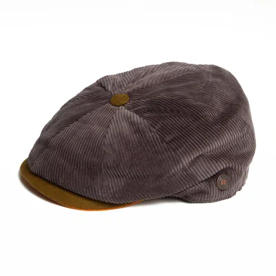 Dasmarca Hats Men's Arlo Grey Corduroy Bakerboy Cap