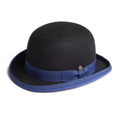 Dasmarca Hats Men's Black / Blue Brooke Black Blue Wool Felt Bowler Derby Hat In Black/blue