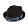 Dasmarca Hats Men's Black / Blue Edward Black Sky Two Tone Felt Winter Porkpie Hat