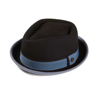Dasmarca Hats Men's Black / Blue Edward Black Sky Two Tone Felt Winter Porkpie Hat