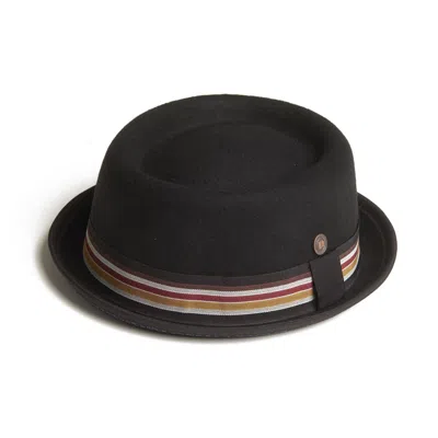 Dasmarca Hats Men's Black Nico Carbon Felt Skimpy Brim Short Brim Rude Boy Mod Style Porkpie Hat