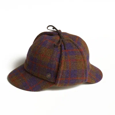 Dasmarca Hats Men's Blake Grape Purple Tweed Checks Italian Deerstalker Cap
