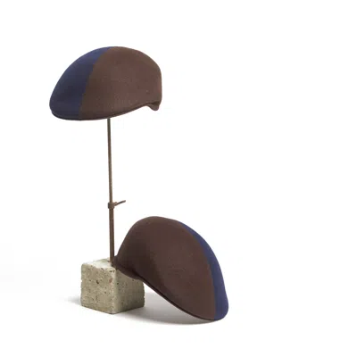 Dasmarca Hats Men's Blue / Brown Presley Two Tone Navy Brown Blocked Felt Cap In Blue/brown