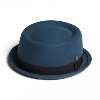 Dasmarca Hats Men's Blue / Green Jack Teal Blue Felt Skimpy Brim Short Brim Rude Boy Mod Style Porkpie Hat In Blue/green