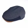 DASMARCA HATS MEN'S BLUE HENRY SUMMER LINEN FLAT CAP WITH CORK VISOR PEAK - NAVY