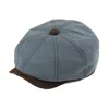 Dasmarca Hats Men's Blue Lucca Teal Crape Linen Peaky Bakerboy Newsboy Summer Cap With Leather Peak In Blue