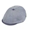 Dasmarca Hats Men's Blue / White Harry Nile Blue Herringbone Linen Summer Italian Driving Cap In Blue/white