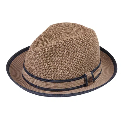 Dasmarca Hats Men's Brown Benson Summer Trilby Hat With Two Tone Contrast Brim - Cocoa