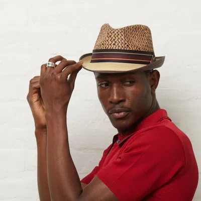 Dasmarca Hats Men's Brown Dasmarca Blake Summer Multi Coloured Straw Trilby Hat - Pecan