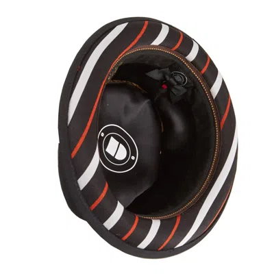 Dasmarca Hats Men's Bruno Black Felt Porkpie Hat With Retro Stripe Appliqué