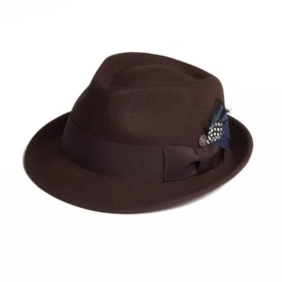 Dasmarca Hats Men's Darwin Brown Felt Trilby With Feather