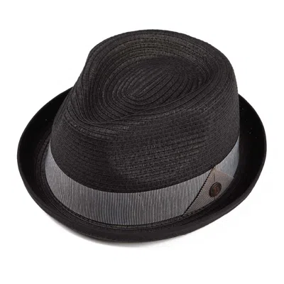 Dasmarca Hats Men's Dasmarca Andy Short Brim Trilby Retro Summer Skimpy Brim Straw Braided Hat - Black