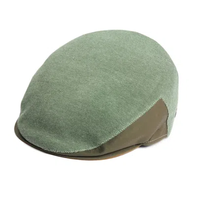 Dasmarca Hats Men's Dasmarca Brody Sage Green Cotton Summer Flat Cap With Bright Coloured Under Peak