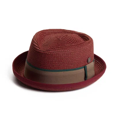 Dasmarca Hats Men's Dasmarca Durban Summer Diamond Crown Light Weight Breathable Porkpie Hat - Burgundy Red