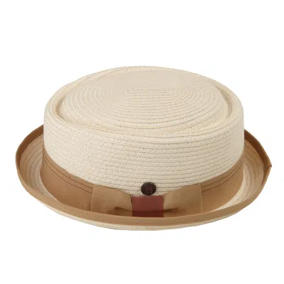Dasmarca Hats Men's Dasmarca Rico Summer Telescope Crown Lightweight Breathable Rude-boy Mod Porkpie Hat - Ivory W In White