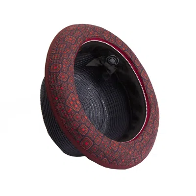 Dasmarca Hats Men's Dasmarca Tommy Ash Grey Summer Straw Porkpie Hat With Vintage Geometric Prints