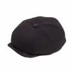 Dasmarca Hats Men's Eden Black Wool Newsboy Bakerboy Peaky Cap With Leather Visor Peak In Black