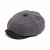 Dasmarca Hats Men's Eden Grey Wool Newsboy Bakerboy Peaky Cap With Leather Visor Peak In Grey