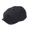 Dasmarca Hats Men's Eden Slate Grey Wool Newsboy Bakerboy Peaky Cap With Leather Visor Peak In Grey