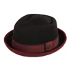 Dasmarca Hats Men's Edward Black Burgundy Two Tone Felt Winter Porkpie Hat In Black