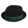 Dasmarca Hats Men's Edward Black Emerald Green Two Tone Felt Winter Porkpie Hat In Black