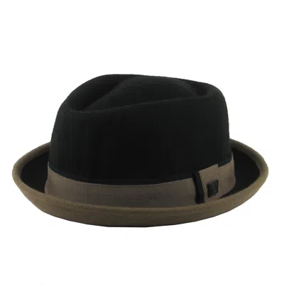 Dasmarca Hats Men's Edward Black Khaki Two Tone Felt Winter Porkpie Hat