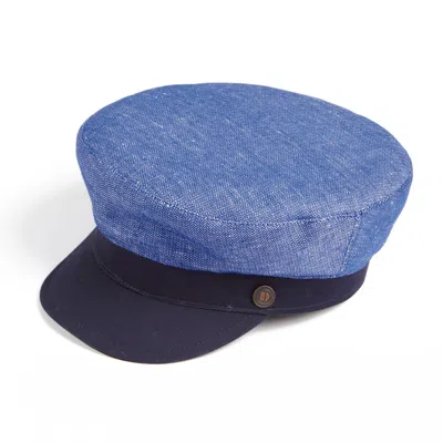 Dasmarca Hats Men's Finn Lapis Blue Linen Summer Italian Sailor Cap Greek Fisherman's Cap