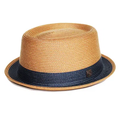 Dasmarca Hats Men's Gold Dasmarce Bobby Retro Short Brim Summer Porkpie - Tan