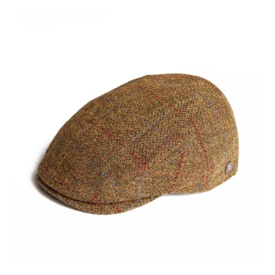 Dasmarca Hats Men's Gold Justin Meadow Harris Tweed Flat Cap Made In Italy