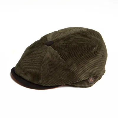 Dasmarca Hats Men's Green Arlo Olive Corduroy Bakerboy Cap