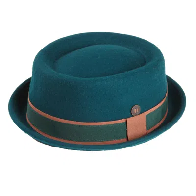 Dasmarca Hats Men's Green / Blue Leo Hemlock Teal Green Felt Skimpy Brim Short Brim Rude Boy Mod Style Porkpie Hat In Green/blue
