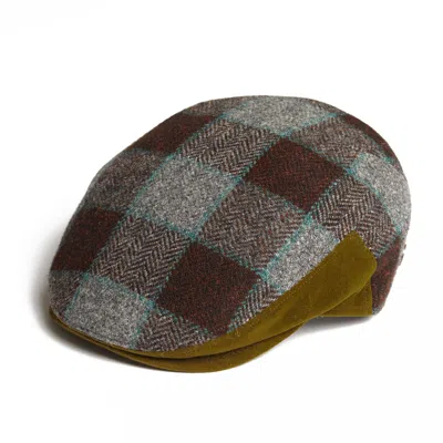 Dasmarca Hats Men's Green / Brown Luis Grassland Green Brown Tweed Checks Italian Flat Cap In Green/brown