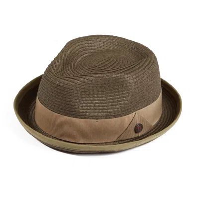 Dasmarca Hats Men's Green Dasmarca Andy Short Brim Trilby Retro Summer Skimpy Brim Straw Braided Hat - Olive
