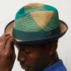 Dasmarca Hats Men's Green Dasmarca Blake Summer Multi Coloured Straw Trilby Hat - Peacock